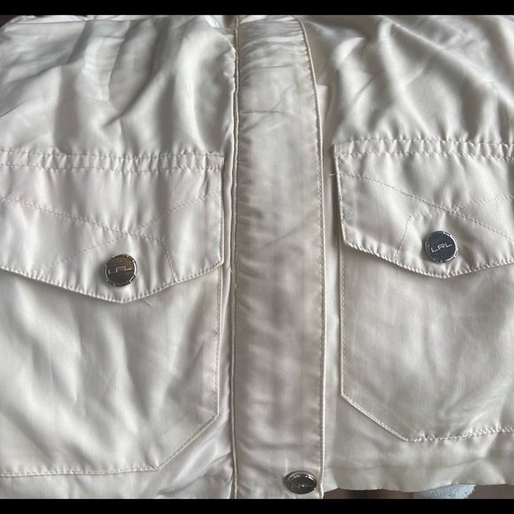 Lauren Ralph Lauren Active Women's Size Petite Med Track Jacket Off White/Brown - Picture 14 of 15